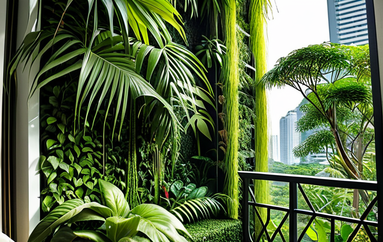 "Lush vertical garden in a Bangkok condo, overflowing with tropical plants, sunlight streaming through leaves, creating a tranquil oasis. Modern Thai design elements in the background."** (Focus: Urban Green Space & Thai Localization)

**