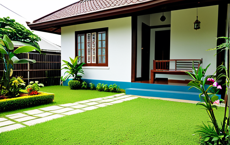 도시에서의 설치류 관리 방법 - **Image:** A tidy Thai home exterior.

    **Prompt:** "A well-maintained Thai-style house with a cl...