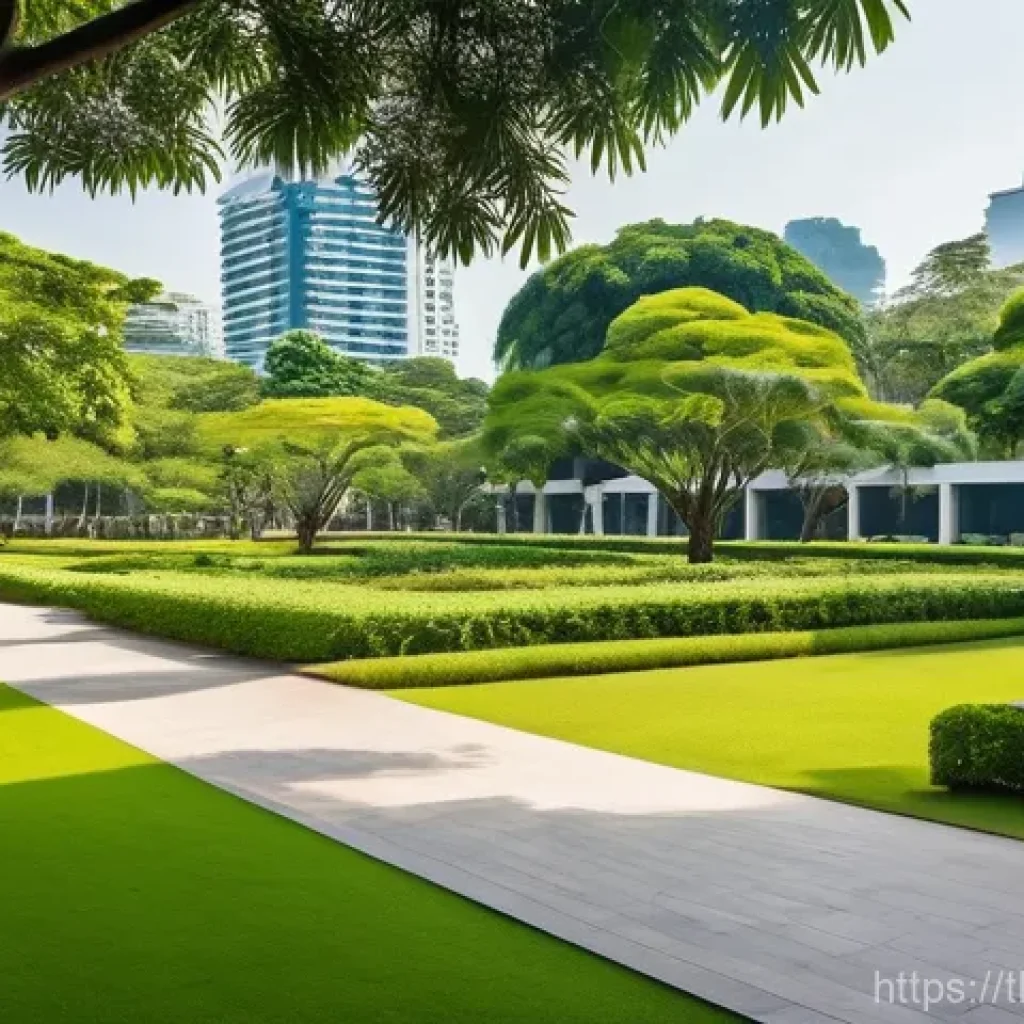도시 생태계 보호를 위한 교육 프로그램 - **Prompt 1: A Serene Urban Oasis in Bangkok**
"A wide-angle, realistic photograph capturing a vi...