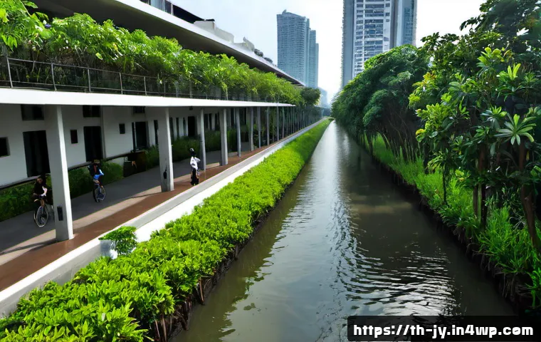 Home 17 도시 생태계 보호를 위한 정책적 접근 방법 - Photorealistic urban ecosystem policy concept in Bangkok, Thailand: a clean elevated viewpoint over ...