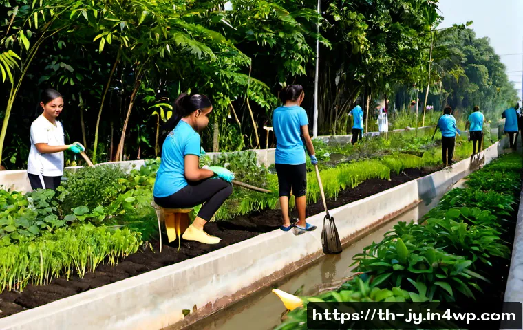 Home 17 도시 생태계 보호를 위한 실천 사례 - Photorealistic urban ecosystem conservation scene in Bangkok, Thailand: diverse Thai community volun...